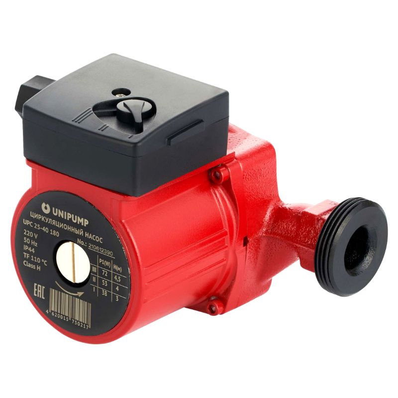 Насос циркуляционный с мокрым ротором UNIPUMP PN 10 110гр.UPC 32-80,L 180, 270Вт 1х220В 3х-скоростной резьбовой, 44338-1