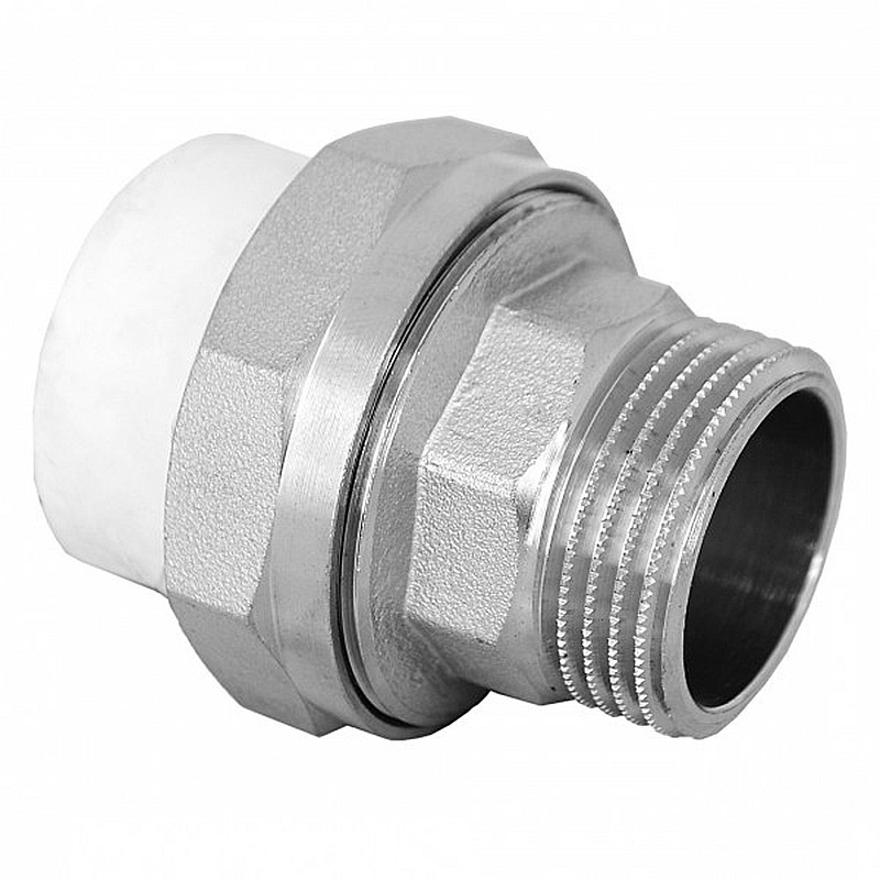 Муфта комбинированная ПП 32-1 1/4'' PN 25 разъёмная с наружной резьбой белая РТП 10645-1