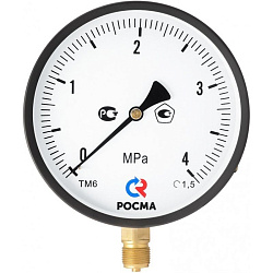 картинка Манометр общетехнический Росма ТМ-610Р.00, до 2,5кгс/см2 M20x1,5, 150мм, радиальное присоединение, класс точности 1.0 интернет-магазин оптовых поставок Проконсим являющийся официальным дистрибьютором в России 