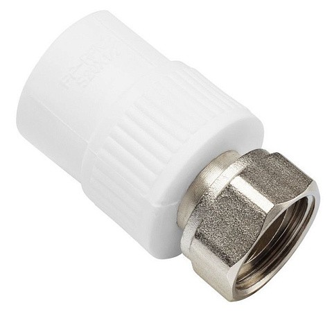 Муфта комбинированная ПП 20-3/4'' PN 25 с накидной гайкой белая VALFEX  купить в Ярославле | "Проконсим"