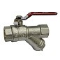 Кран латунный шаровой SGL 11Б27п DN 20 PN 20 с фильтром никелированный муфта-муфта рычаг купить в Ярославле | "Проконсим"
