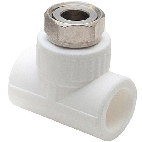Тройник комбинированный ПП 20-1/2'' PN 25 с накидной гайкой белый РТП 14269 купить в Ярославле | "Проконсим"