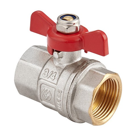Кран латунный шаровой MVI BV.513 DN 15 PN 40 никелированный полнопроходной муфта-муфта бабочка купить в Ярославле | "Проконсим"