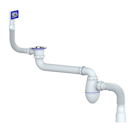Сифон для умывальника Unicorn АС22, 40х50 гибкий отвод, 1 1/2'' х40 чаша из нержавеющей стали, прямоугольный перелив, со смещением купить в Ярославле | "Проконсим"