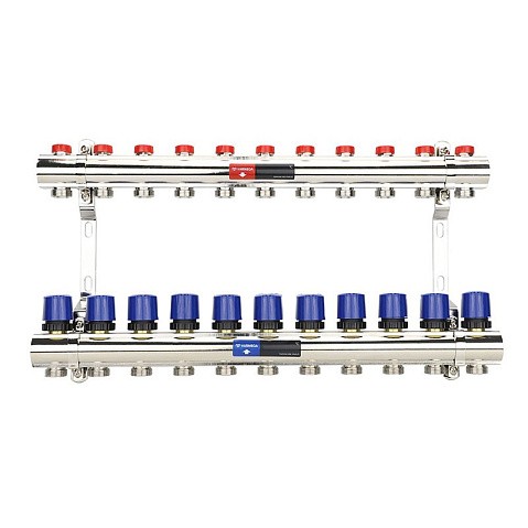 Коллекторная группа из латуни DN 25-11 вых. G-3/4'' евроконус, без расходомеров, без дренажного крана и воздухоотводчика VARMEGA VM15811 купить в Ярославле | "Проконсим"