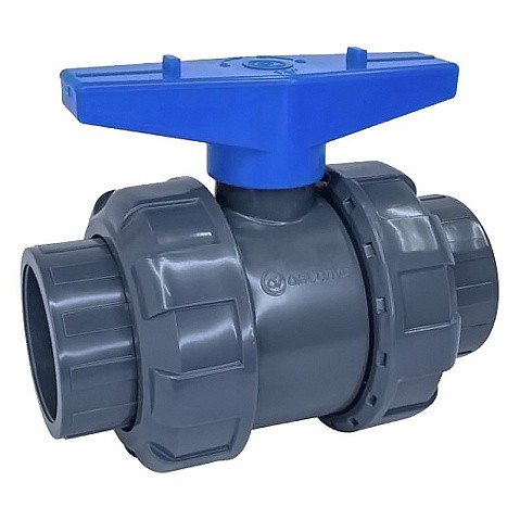 Кран шаровый клеевой НПВХ DN 50 PN 16 уплотнение EPDM/TPV черный Aquaviva AQVBVD50 купить в Ярославле | "Проконсим"