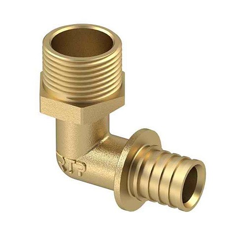 Угольник латунный для PEX труб  16-1/2''  PN 16  под надвижную гильзу с наружной резьбой  РосТурПласт купить в Ярославле | "Проконсим"