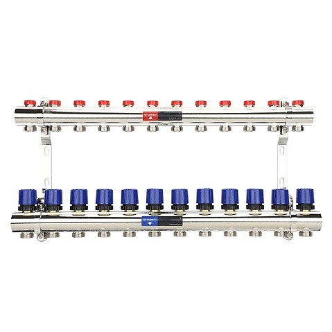 Коллекторная группа из латуни DN 25-12 вых. G-3/4'' евроконус, без расходомеров, без дренажного крана и воздухоотводчика VARMEGA VM15812 купить в Ярославле | "Проконсим"