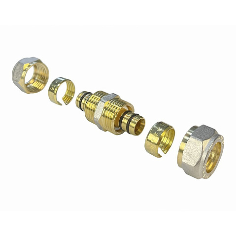 Муфты латунные для PEX труб DN 16-32 PN 10 обжимные никелированные Valfex VF.303.N купить в Ярославле | "Проконсим"