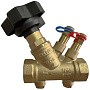 Клапан балансировочный DN 40 PN 16 наклонный латунный с измерительным ниппелем и дренажом Kvs 19,27м3/ч муфта-муфта РИДАН MVT-R 003Z4045R
