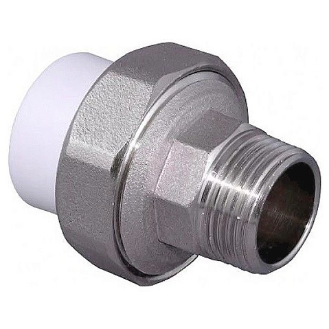 Муфта комбинированная ПП 20-3/4'' PN 25 разъёмная с наружной резьбой белая VALFEX  купить в Ярославле | "Проконсим"