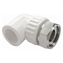 Угольник ПП с накидной гайкой 25-3/4'' PN 25 белый купить в Ярославле | "Проконсим"