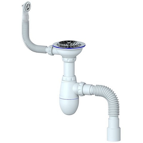 Сифон для мойки Unicorn В426P, 40х50 гибкий отвод, 3 1/2'' х40 чаша из нержавеющей стали, прямоугольный перелив купить в Ярославле | "Проконсим"