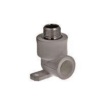 Угольник установочный двойной ПП 20-1/2'' PN 25 с наружной резьбой серый купить в Ярославле | "Проконсим"