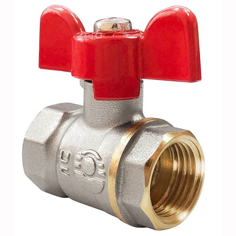 Кран латунный шаровой Valfex Optima.217.NLB1 11Б27фт1М DN 15 PN 25 никелированный муфта-муфта бабочка купить в Ярославле | "Проконсим"