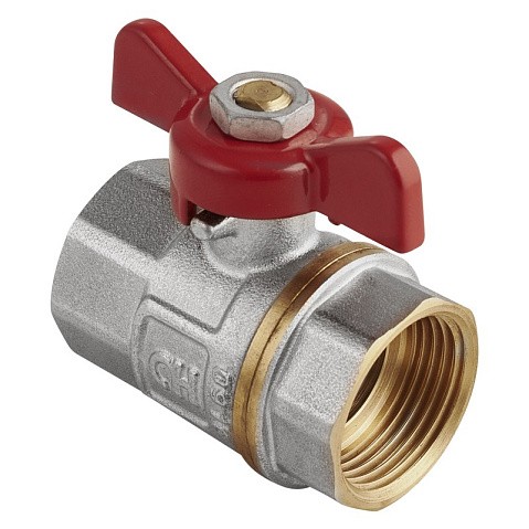 Кран латунный шаровой MVI AquaHit BV.313.04 DN 15 PN 25 бабочка муфта-муфта полнопроходной никелированный купить в Ярославле | "Проконсим"