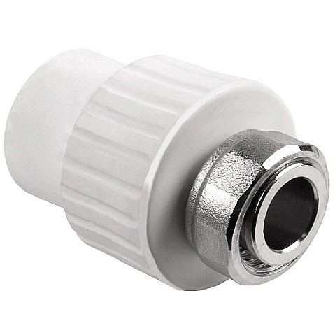 Муфта комбинированная ПП 20-3/4'' PN 25 с накидной гайкой белая РТП 10697 купить в Ярославле | "Проконсим"