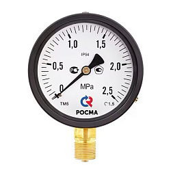 картинка Манометр общетехнический Росма ТМ-510Р.00, до 25кгс/см2 M20x1,5, 100мм, радиальное присоединение, класс точности 1.5, IP54 интернет-магазин оптовых поставок Проконсим являющийся официальным дистрибьютором в России 