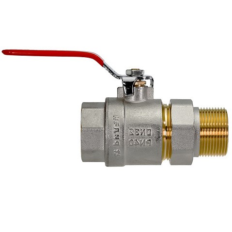 Кран латунный шаровый DN 32 PN 40 никелированный рычаг американка РИДАН BVR-FR 065B8306RG купить в Ярославле | "Проконсим"