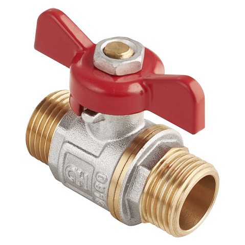 Кран латунный шаровой MVI AquaHit BV.315.04 DN 25 PN 25 бабочка штуцер-штуцер полнопроходной никелированный купить в Ярославле | "Проконсим"