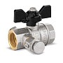 Кран латунный шаровой DN 15 PN 40 никелированный под манометр муфта-муфта бабочка LD Pride купить в Ярославле | "Проконсим"