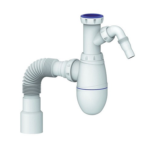 Сифон для мойки Unicorn В520V, 40х50 гибкий отвод, 1 1/2'' х40 с отводом для стиральной машины преходник 40х32 купить в Ярославле | "Проконсим"
