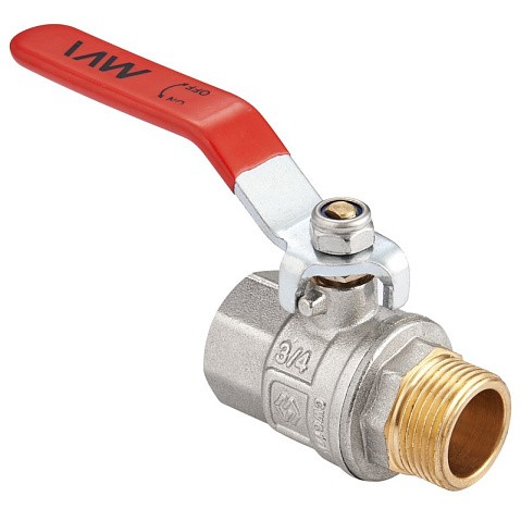 Кран латунный шаровой MVI BV.512 DN 25 PN 40 никелированный полнопроходной муфта-штуцер рычаг купить в Ярославле | "Проконсим"