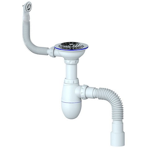 Сифон для мойки Unicorn В426, 40х50 гибкий отвод, 3 1/2'' х40 чаша из нержавеющей стали, круглый перелив купить в Ярославле | "Проконсим"