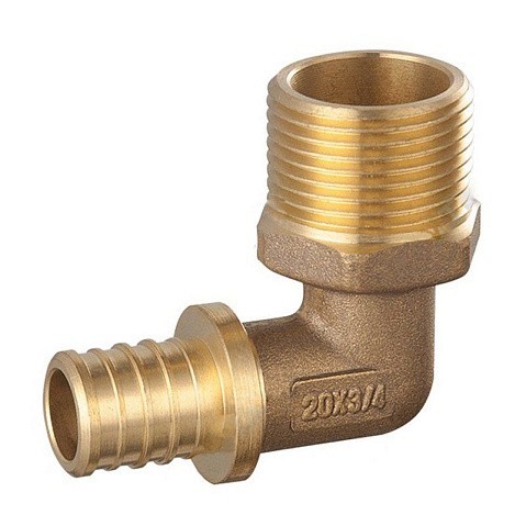 Угольник латунный для PEX DN 20 с наружной резьбой 1/2'' под надвижную гильзу PLP купить в Ярославле | "Проконсим"