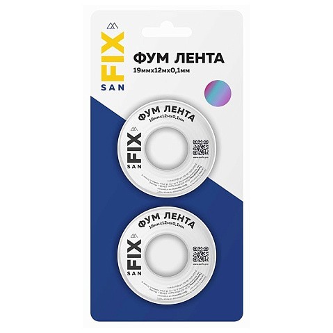 Лента ФУМ SANFIX 19мм х12м х0,1 мм 0,3г/см3, 2 катушки в блистере купить в Ярославле | "Проконсим"