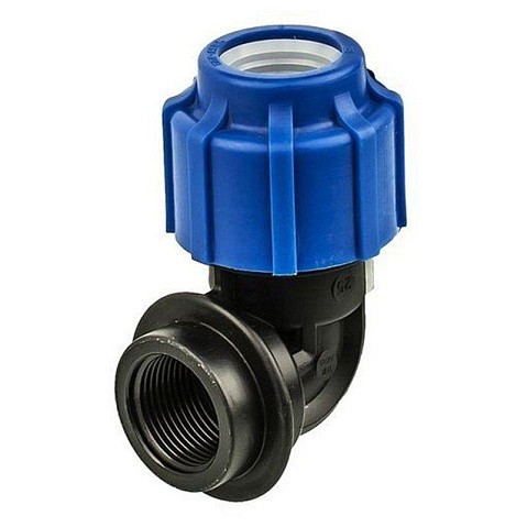 Угольник (отвод) компрессионный PN 16 для ПЭ DN 50-1 1/2'' обжимное-муфта купить в Ярославле | "Проконсим"