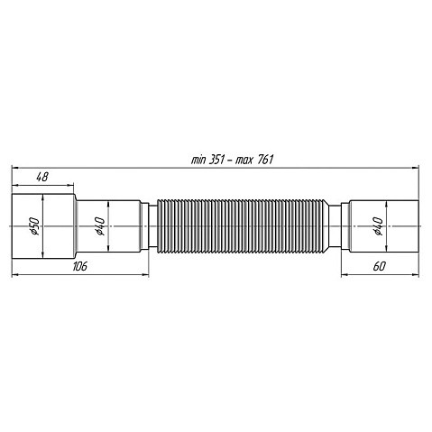 Гибкая труба АНИ K406 40-40/50, длина 351-761 мм купить в Ярославле | "Проконсим"