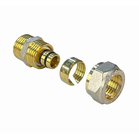 Муфта латунная для PEX труб 20-3/4'' PN 10 обжимная никелированная Valfex VF.302.N  купить в Ярославле | "Проконсим"