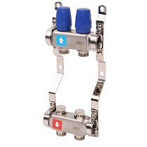 Коллекторная группа из нержавеющей стали DN 25-2 выхода G-3/4'' без расходомеров, без дренажного крана и воздухоотводчика, евроконус MVI MS.402.06 купить в Ярославле | "Проконсим"