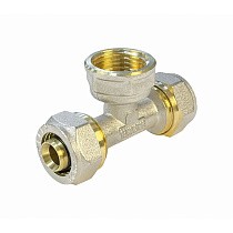 Тройники латунные для PEX труб DN 16-32 PN 10 обжимные никелированные с внутренней резьбой Valfex VF.332.N купить в Ярославле | "Проконсим"