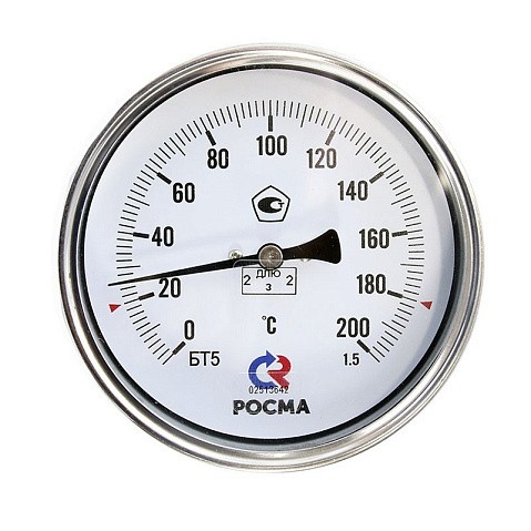 Термометр биметаллический РОСМА БТ-51.211, Ду 100, L 100, М20х1,5 осевой купить в Ярославле | "Проконсим"