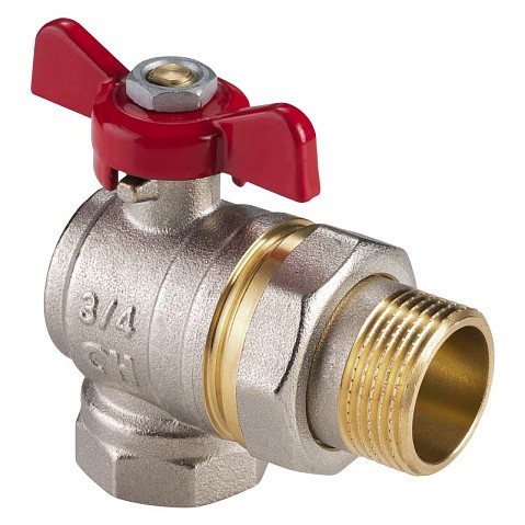 Кран латунный шаровой MVI AquaHit BV.322.05 DN 20 PN 25 бабочка американка полнопроходной угловой никелированный купить в Ярославле | "Проконсим"