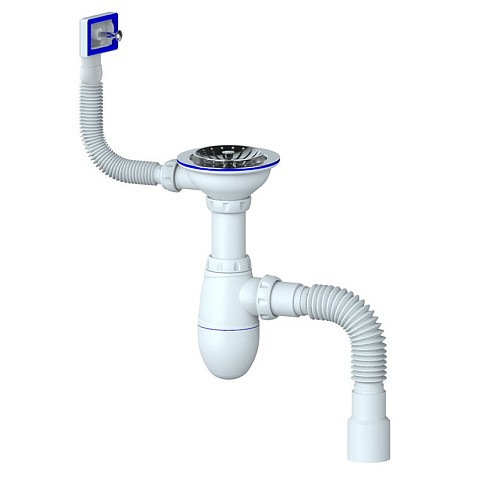 Сифон для мойки Unicorn В425P, 40х50 гибкий отвод, 3 1/2'' х40 чаша из нержавеющей стали, прямоугольный перелив купить в Ярославле | "Проконсим"