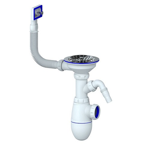 Сифон для мойки Unicorn В430V, без отвода, 3 1/2'' х40 с отводом для стиральной машины, прямоугольный перелив купить в Ярославле | "Проконсим"