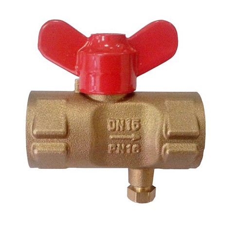 Кран латунный шаровой 11Б27п(М)1 DN 15 PN 16 трёхходовой под манометр G1/2"-М20х1,5 муфта-муфта бабочка Пензапромарматура купить в Ярославле | "Проконсим"