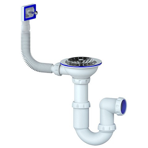 Сифон для мойки Unicorn Y410, без отвода, 3 1/2'' х40 чаша из нержавеющей стали, прямоугольный перелив купить в Ярославле | "Проконсим"