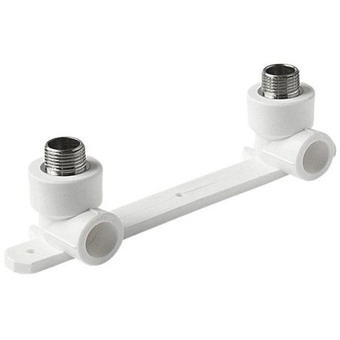 Угольник установочный двойной ПП 20-1/2'' PN 25 с наружной резьбой белый VALFEX  купить в Ярославле | "Проконсим"