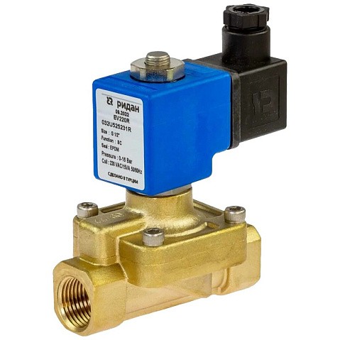 Клапаны электромагнитные DN 15-50 PN 12-16 латунные 220В нормально закрытые EPDM РИДАН EV220R купить в Ярославле | "Проконсим"