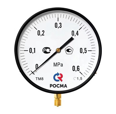 Манометр Росма ТМ-810Р.00 котловый, 250мм, 0-25кгс/см2, резьба M20x1,5, радиальный, класс точности 1,5 купить в Ярославле | "Проконсим" Манометр Росма ТМ-810Р.00 котловый, 250мм, 0-25кгс/см2, резьба M20x1,5, радиальный, класс точности 1,5 купить в Ярославле | "Проконсим"