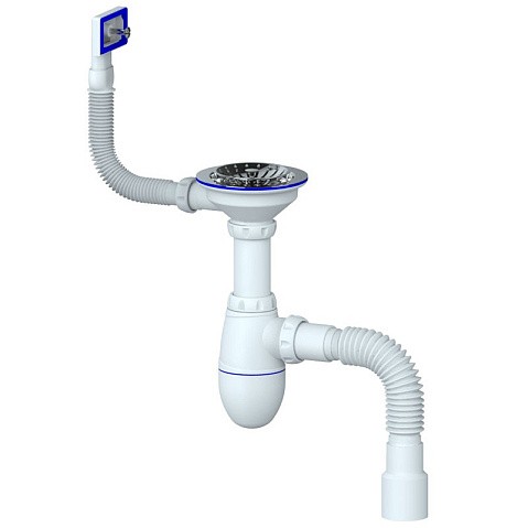 Сифон для мойки Unicorn В425, 40х50 гибкий отвод, 3 1/2'' х40 чаша из нержавеющей стали, прямоугольный перелив купить в Ярославле | "Проконсим"