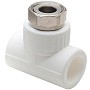 Тройник комбинированный ПП 25-3/4'' PN 25 с накидной гайкой белый РТП 14271