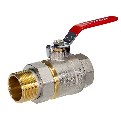 Кран латунный шаровый DN 32 PN 40 никелированный рычаг американка РИДАН BVR-FR 065B8306RG купить в Ярославле | "Проконсим"