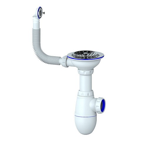 Сифон для мойки Unicorn В411, без отвода, 3 1/2'' х40 чаша из нержавеющей стали, круглый перелив купить в Ярославле | "Проконсим"