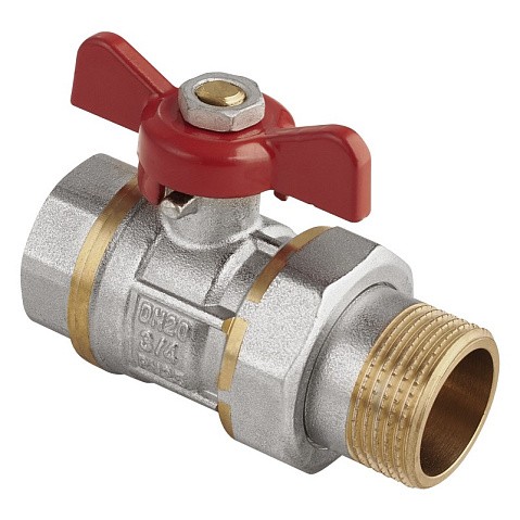 Кран латунный шаровой MVI AquaHit BV.320.04 DN 20 PN 25 бабочка американка полнопроходной никелированный купить в Ярославле | "Проконсим"