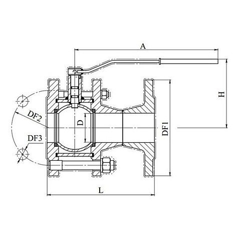 Кран стальной шаровой разборный BREEZE 11с41п, DN 50 PN 16, 180мм, полнопроходной, фланцевый с ручкой купить в Ярославле | "Проконсим"